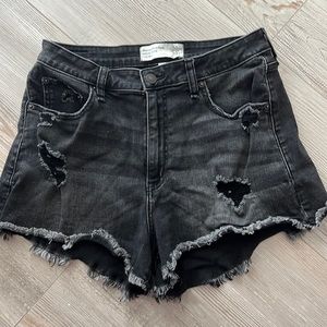 Abercrombie High Rise Short - black denim- size 10